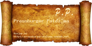 Pressburger Palóma névjegykártya